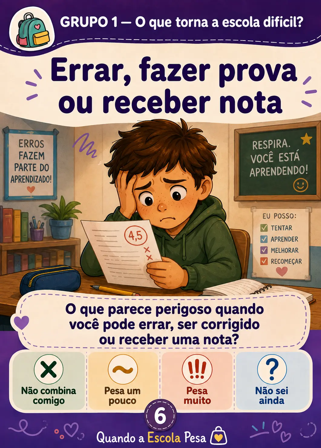 Exemplo de carta do baralho Quando a Escola Pesa