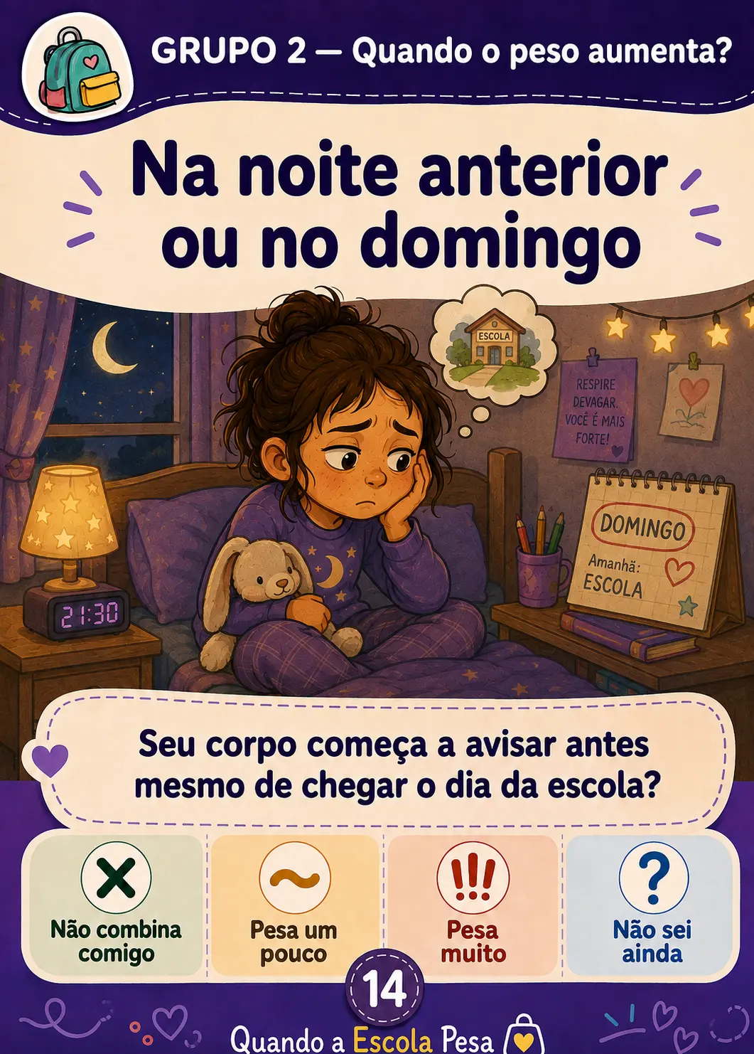 Exemplo de carta do baralho Quando a Escola Pesa